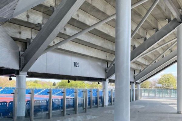 Discreet Bird Netting Protecting Stadium's Beams and Infrastructure