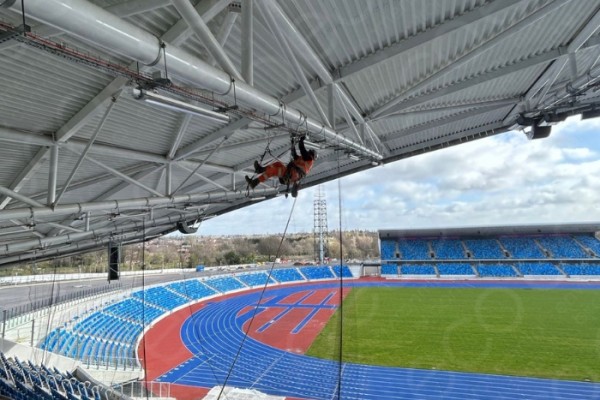 Abseiling Used to Install Netting System to Stadium Canopy