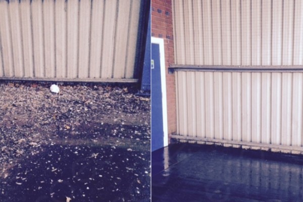 Warehouse Shutters Before and After Cleaning